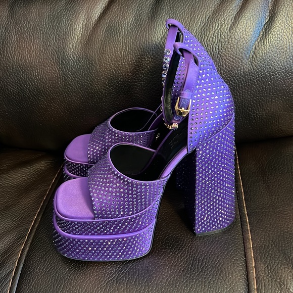 Versace aevitas crystal embellished Medusa logo platform sandals heels NEW - Picture 6 of 11